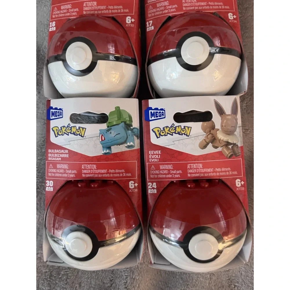 POKEMON MATTEL MEGA BLOKS CONSTRUX SET OF 5 POKEBALLS EVERGREEN NEW PIKACHU